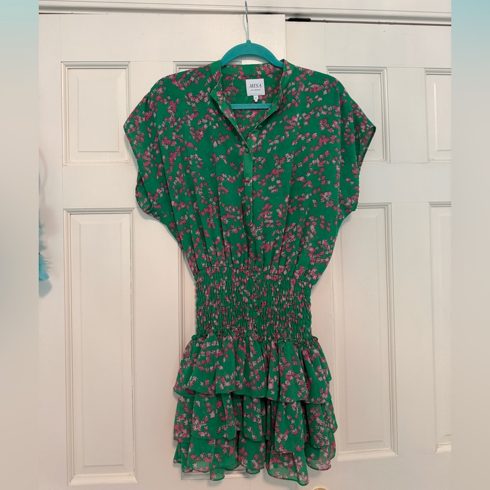Misa Los Angeles Green Floral Mini Dress